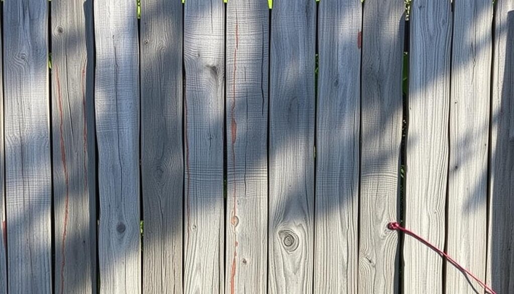 A rustic wooden fence, its weathered surface a canvas of natural textures. Muted tones of gray and brown, with hints of warm ochre hues peeking through. The fence's silhouette casts gentle shadows, creating a play of light and shadow. Intricate patterns emerge from the wood's grain, revealing the inherent beauty of the material. Occasional pops of color, perhaps a vibrant splash of green foliage or a subtle touch of earthy red, add depth and visual interest. The fence stands as a testament to time, its character forged by the elements, inviting a closer examination of its weathered charm.